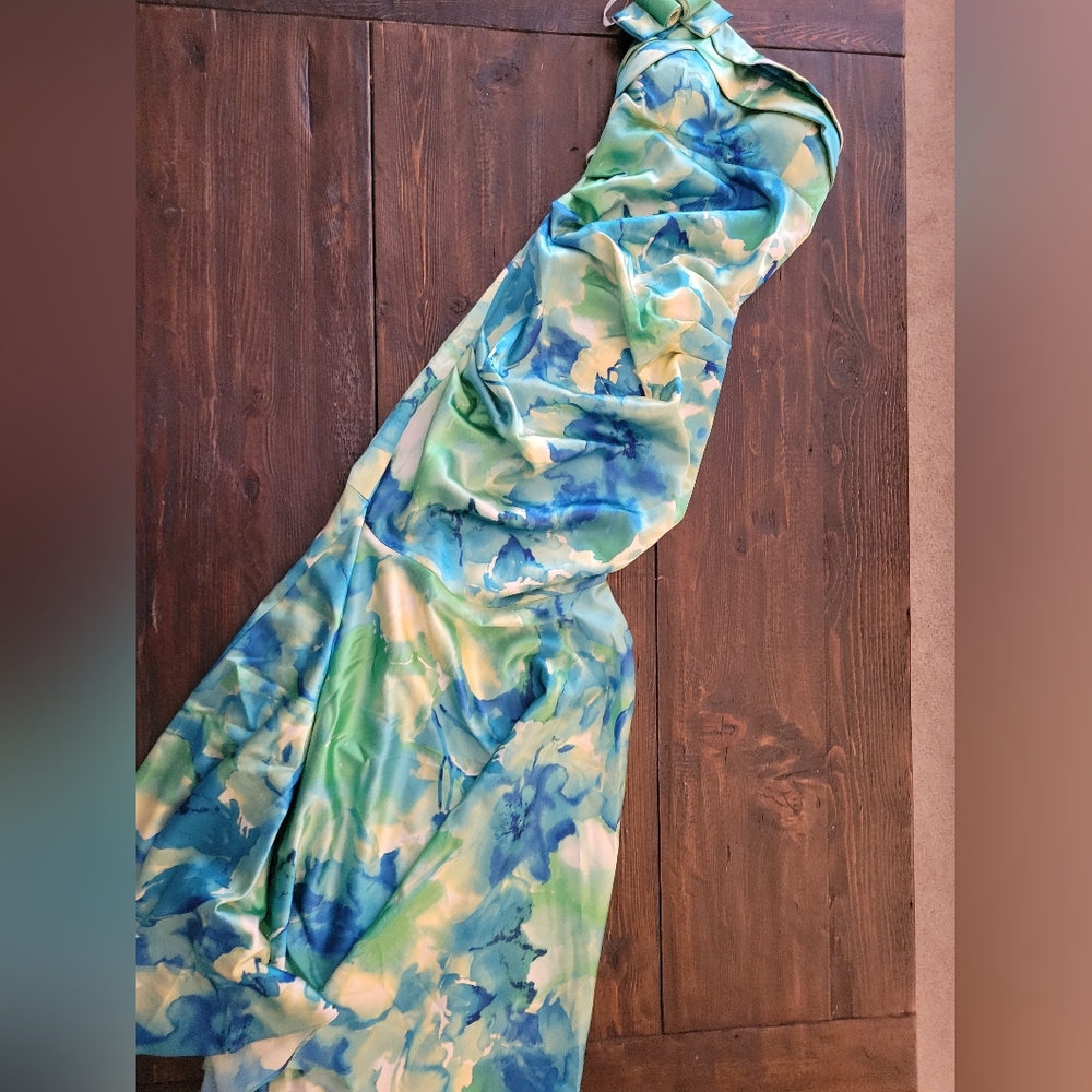 Betsy & Adam Blue and Green Prom Dress:6